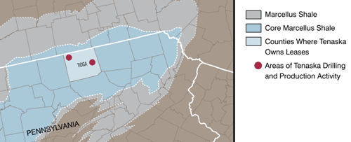 Map depicting Tenaska's holdings in northeastern PennsylvaniaMap Courtesy of Tenaska.