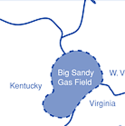 Map of Big Sandy Natural Gas FieldMap courtesy of Blue Flame Energy Corp