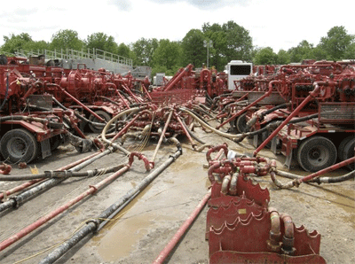 Pump Trucks and “Missile” on Frac Job In Greene Co., PAPhoto courtesy of Energy Corp. of America