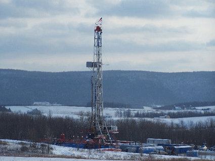 Black well site, 2009, Burlington Twp., Bradford Co., PA- Photo credit -Marcellus Shale in Pennsylvania - Gas Well Locations