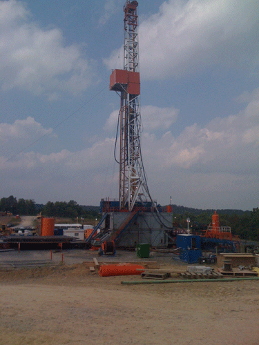 EQT Corp. drilling rig located near the Borough of Waynesburg in Greene Co., PA about 60 miles southwest of Pittsburgh. September, 2010. Photo credit - Josephine Sabillon