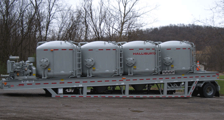 Halliburton frac fluid trailer left along side highway near the Boroughof Houston, Washington County, PA Photo credit - donnan.com