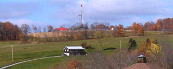 Southwestern Energy Marcellus shale drilling rig back-dropped by Appalachian fall colors. Photo courtesy of Southwestern Energy.