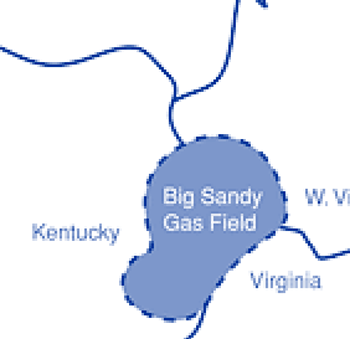 Map of Big Sandy Natural Gas FieldMap courtesy of Blue Flame Energy Corp