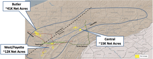 Rex Energy Marcellus shale operations mid-2010- Map courtesy of Rex Energy Corp.