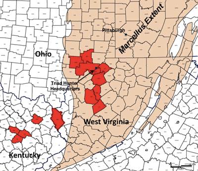 Map of Magnum Hunter Appalachian leaseholdMap courtesy of Magnum Hunter Resource Corp.