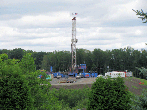 Rex's Union drilling rig on the Shannon 1H & 2H drill pad in Butler County, PA.Photo taken at the end of June, 2010 by Julia Williams, Rex Energy Corp.